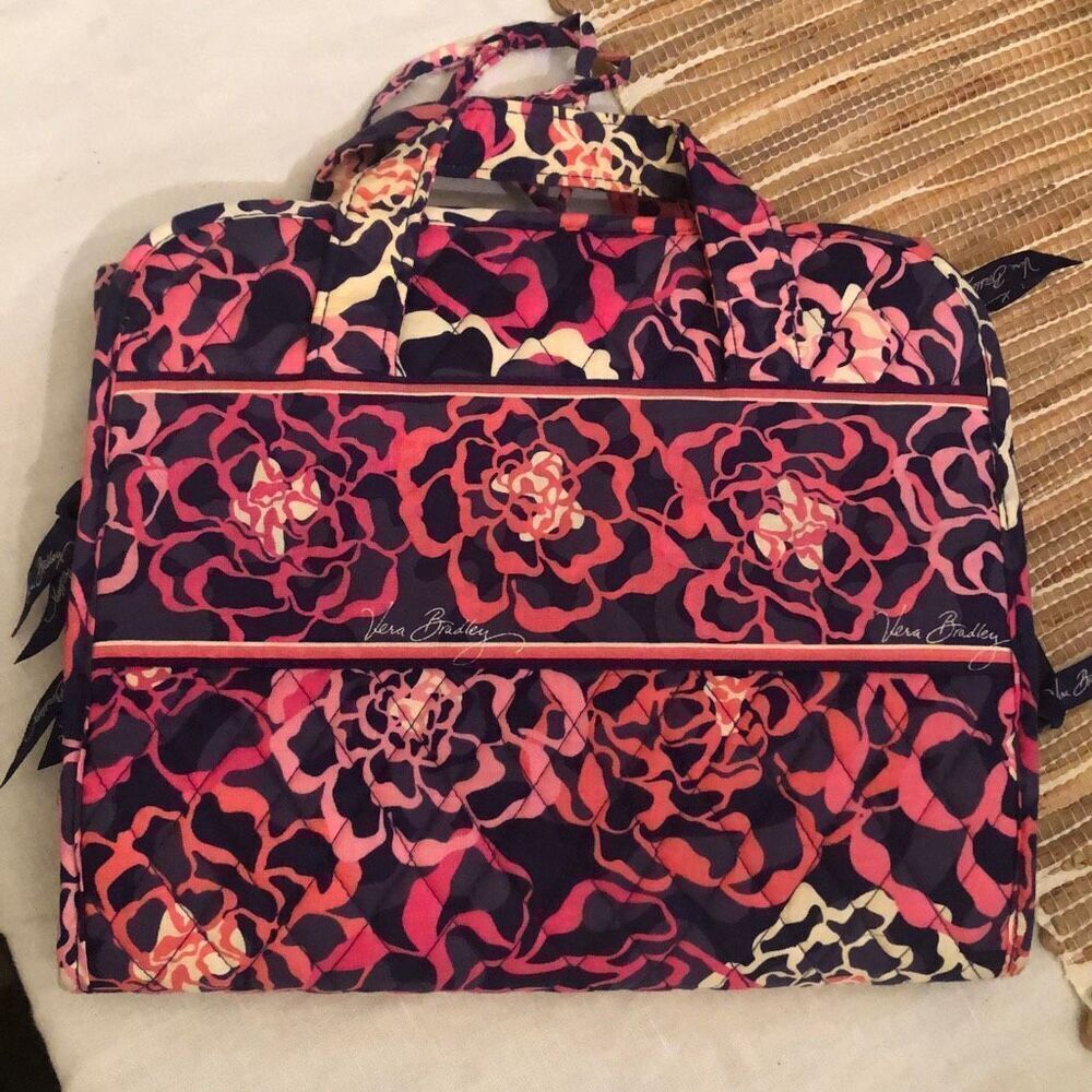 Vera Bradley Pink and purple floral, hanging cosmetic bag, travel bag, accessory